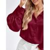 imageBTFBM Women Satin Button Down Shirts Lantern Long Sleeve Blouses Summer Fall Business Casual Outfits Dressy Work TopsWine Red