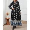 imageBTFBM Womens Boho Maxi Dress 2025 Casual V Neck Long Sleeve Front Tie Button Flowy Fall Wedding Guest Dresses PocketsBlack White Flower