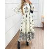 imageBTFBM Womens Boho Maxi Dress 2025 Casual V Neck Long Sleeve Front Tie Button Flowy Fall Wedding Guest Dresses PocketsWhite Black Flower
