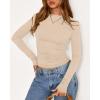 imageBTFBM Womens Tops 2025 Fall Clothes Long Sleeve T Shirts Boat Neck Ruched Slim Fit Casual Stretchy Going Out OutfitsBeige