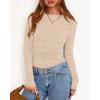 imageBTFBM Womens Tops 2025 Fall Clothes Long Sleeve T Shirts Boat Neck Ruched Slim Fit Casual Stretchy Going Out OutfitsBeige