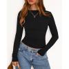 imageBTFBM Womens Tops 2025 Fall Clothes Long Sleeve T Shirts Boat Neck Ruched Slim Fit Casual Stretchy Going Out OutfitsBlack
