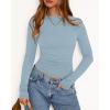 imageBTFBM Womens Tops 2025 Fall Clothes Long Sleeve T Shirts Boat Neck Ruched Slim Fit Casual Stretchy Going Out OutfitsBlue