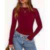 imageBTFBM Womens Tops 2025 Fall Clothes Long Sleeve T Shirts Boat Neck Ruched Slim Fit Casual Stretchy Going Out OutfitsBurgundy