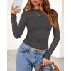 imageBTFBM Womens Tops 2025 Fall Clothes Long Sleeve T Shirts Boat Neck Ruched Slim Fit Casual Stretchy Going Out OutfitsDark Grey