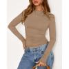 imageBTFBM Womens Tops 2025 Fall Clothes Long Sleeve T Shirts Boat Neck Ruched Slim Fit Casual Stretchy Going Out OutfitsKhaki