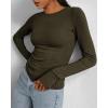 imageBTFBM Womens Tops 2025 Fall Outfits Long Sleeve Shirts Crewneck Work Blouses Stretchy Slim Fit Going Out Top WorkoutArmy Green
