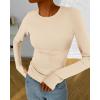 imageBTFBM Womens Tops 2025 Fall Outfits Long Sleeve Shirts Crewneck Work Blouses Stretchy Slim Fit Going Out Top WorkoutBeige