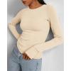 imageBTFBM Womens Tops 2025 Fall Outfits Long Sleeve Shirts Crewneck Work Blouses Stretchy Slim Fit Going Out Top WorkoutBeige