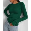 imageBTFBM Womens Tops 2025 Fall Outfits Long Sleeve Shirts Crewneck Work Blouses Stretchy Slim Fit Going Out Top WorkoutGreen