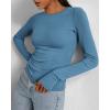 imageBTFBM Womens Tops 2025 Fall Outfits Long Sleeve Shirts Crewneck Work Blouses Stretchy Slim Fit Going Out Top WorkoutGrey Blue