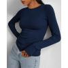 imageBTFBM Womens Tops 2025 Fall Outfits Long Sleeve Shirts Crewneck Work Blouses Stretchy Slim Fit Going Out Top WorkoutNavy