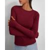imageBTFBM Womens Tops 2025 Fall Outfits Long Sleeve Shirts Crewneck Work Blouses Stretchy Slim Fit Going Out Top WorkoutWine Red