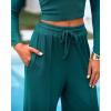 imageBTFBM Casual 2 Piece Sets For Women Fall Outfits 2025 Ribbed Long Sleeve Crop Top Wide Leg Pants Matching Lounge SetBlue Green