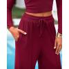 imageBTFBM Casual 2 Piece Sets For Women Fall Outfits 2025 Ribbed Long Sleeve Crop Top Wide Leg Pants Matching Lounge SetBurgundy