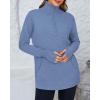 imageBTFBM Sweaters for Women Fall Clothes 2025 Pocket Quarter Zip Pullover V Neck Long Sleeve Knit Trendy Winter SweaterBlue