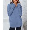 imageBTFBM Sweaters for Women Fall Clothes 2025 Pocket Quarter Zip Pullover V Neck Long Sleeve Knit Trendy Winter SweaterBlue