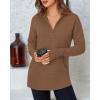 imageBTFBM Sweaters for Women Fall Clothes 2025 Pocket Quarter Zip Pullover V Neck Long Sleeve Knit Trendy Winter SweaterBrown