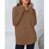 imageBTFBM Sweaters for Women Fall Clothes 2025 Pocket Quarter Zip Pullover V Neck Long Sleeve Knit Trendy Winter SweaterBrown