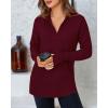 imageBTFBM Sweaters for Women Fall Clothes 2025 Pocket Quarter Zip Pullover V Neck Long Sleeve Knit Trendy Winter SweaterBurgundy