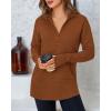 imageBTFBM Sweaters for Women Fall Clothes 2025 Pocket Quarter Zip Pullover V Neck Long Sleeve Knit Trendy Winter SweaterCaramel