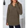 imageBTFBM Sweaters for Women Fall Clothes 2025 Pocket Quarter Zip Pullover V Neck Long Sleeve Knit Trendy Winter SweaterDark Army Green