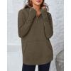 imageBTFBM Sweaters for Women Fall Clothes 2025 Pocket Quarter Zip Pullover V Neck Long Sleeve Knit Trendy Winter SweaterDark Army Green