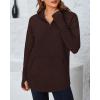 imageBTFBM Sweaters for Women Fall Clothes 2025 Pocket Quarter Zip Pullover V Neck Long Sleeve Knit Trendy Winter SweaterDark Brown