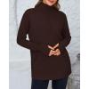 imageBTFBM Sweaters for Women Fall Clothes 2025 Pocket Quarter Zip Pullover V Neck Long Sleeve Knit Trendy Winter SweaterDark Brown