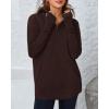 imageBTFBM Sweaters for Women Fall Clothes 2025 Pocket Quarter Zip Pullover V Neck Long Sleeve Knit Trendy Winter SweaterDark Brown