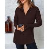imageBTFBM Sweaters for Women Fall Clothes 2025 Pocket Quarter Zip Pullover V Neck Long Sleeve Knit Trendy Winter SweaterDark Brown