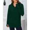 imageBTFBM Sweaters for Women Fall Clothes 2025 Pocket Quarter Zip Pullover V Neck Long Sleeve Knit Trendy Winter SweaterDark Green