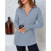 imageBTFBM Sweaters for Women Fall Clothes 2025 Pocket Quarter Zip Pullover V Neck Long Sleeve Knit Trendy Winter SweaterGrey