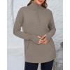 imageBTFBM Sweaters for Women Fall Clothes 2025 Pocket Quarter Zip Pullover V Neck Long Sleeve Knit Trendy Winter SweaterKhaki