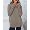 imageBTFBM Sweaters for Women Fall Clothes 2025 Pocket Quarter Zip Pullover V Neck Long Sleeve Knit Trendy Winter SweaterKhaki
