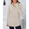 imageBTFBM Sweaters for Women Fall Clothes 2025 Pocket Quarter Zip Pullover V Neck Long Sleeve Knit Trendy Winter SweaterLight Grey