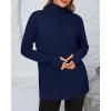 imageBTFBM Sweaters for Women Fall Clothes 2025 Pocket Quarter Zip Pullover V Neck Long Sleeve Knit Trendy Winter SweaterNavy Blue