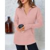imageBTFBM Sweaters for Women Fall Clothes 2025 Pocket Quarter Zip Pullover V Neck Long Sleeve Knit Trendy Winter SweaterPink