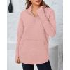 imageBTFBM Sweaters for Women Fall Clothes 2025 Pocket Quarter Zip Pullover V Neck Long Sleeve Knit Trendy Winter SweaterPink