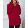imageBTFBM Sweaters for Women Fall Clothes 2025 Pocket Quarter Zip Pullover V Neck Long Sleeve Knit Trendy Winter SweaterRed