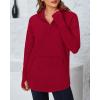 imageBTFBM Sweaters for Women Fall Clothes 2025 Pocket Quarter Zip Pullover V Neck Long Sleeve Knit Trendy Winter SweaterRed