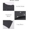 imageBTFBM Women Long Sleeve Shirts Fall Tops V Neck Button Up Slim Fit Ribbed Knit Solid Color Casual Shirts 2025Black Grey