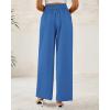 imageBTFBM Women Wide Leg Dress Pants 2025 High Waisted Button Pleated Business Casual Trousers Office Work Palazzo PantsBlue