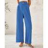 imageBTFBM Women Wide Leg Dress Pants 2025 High Waisted Button Pleated Business Casual Trousers Office Work Palazzo PantsBlue