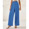 imageBTFBM Women Wide Leg Dress Pants 2025 High Waisted Button Pleated Business Casual Trousers Office Work Palazzo PantsBlue