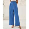 imageBTFBM Women Wide Leg Dress Pants 2025 High Waisted Button Pleated Business Casual Trousers Office Work Palazzo PantsBlue