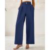 imageBTFBM Women Wide Leg Dress Pants 2025 High Waisted Button Pleated Business Casual Trousers Office Work Palazzo PantsDark Blue