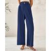 imageBTFBM Women Wide Leg Dress Pants 2025 High Waisted Button Pleated Business Casual Trousers Office Work Palazzo PantsDark Blue