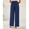 imageBTFBM Women Wide Leg Dress Pants 2025 High Waisted Button Pleated Business Casual Trousers Office Work Palazzo PantsDark Blue