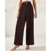 imageBTFBM Women Wide Leg Dress Pants 2025 High Waisted Button Pleated Business Casual Trousers Office Work Palazzo PantsDark Brown